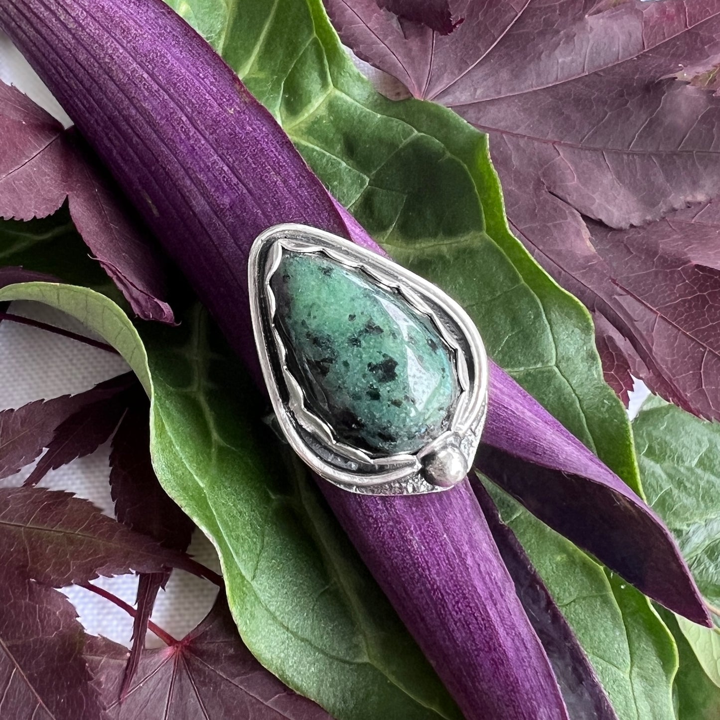"Korbin" Fuschite and Sterling Silver Ring