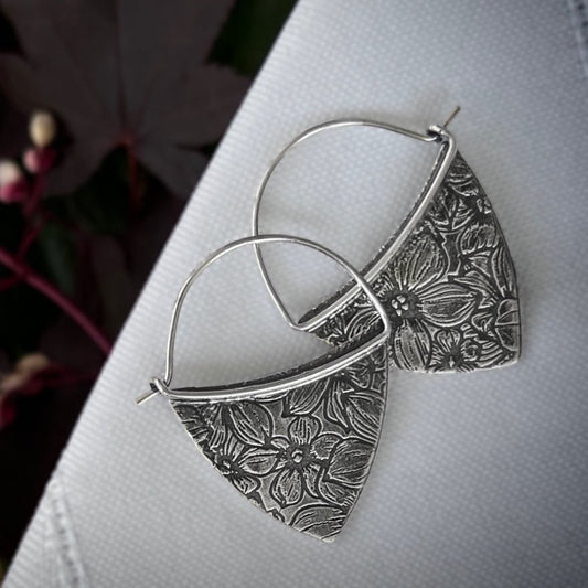 Sterling Silver Pointed Hoop Earrings