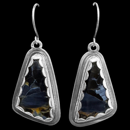 Pietersite and Sterling Silver Earrings