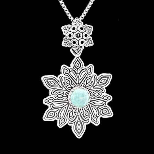 Larimar & Sterling Silver Snowflake Necklace