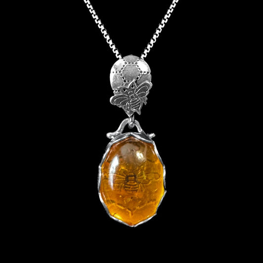 "Honey" & Sterling Silver Bee Necklace and Earrings Set
