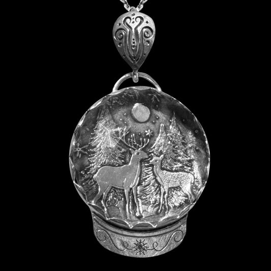 “Frost” Sterling Silver and Crystal Snowglobe Necklace