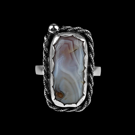 "Rowan" Lace Agate and Sterling Silver Ring