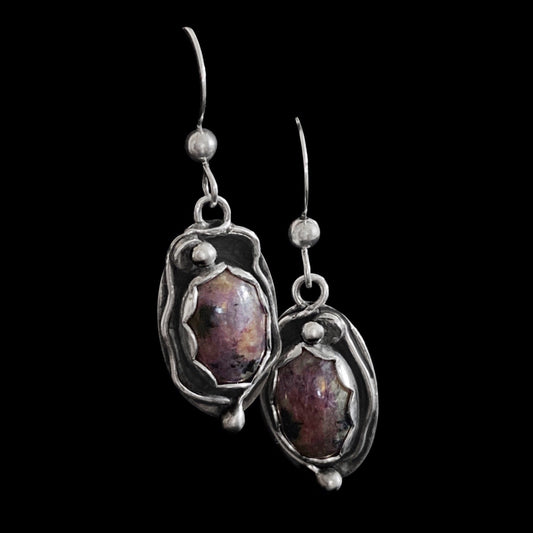 Judah - Charoite & Sterling Silver Earrings