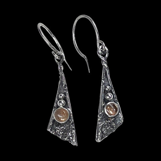 Sunstone and Sterling Silver Earrings