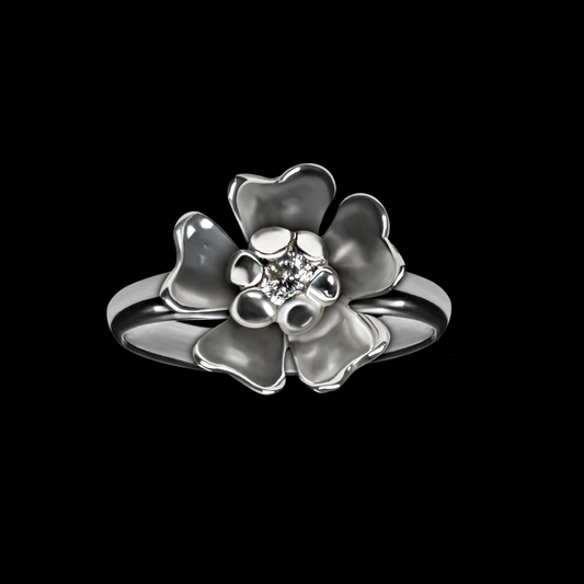 "Sabine" Bead-Set Cubic Zirconia and Sterling Silver Ring