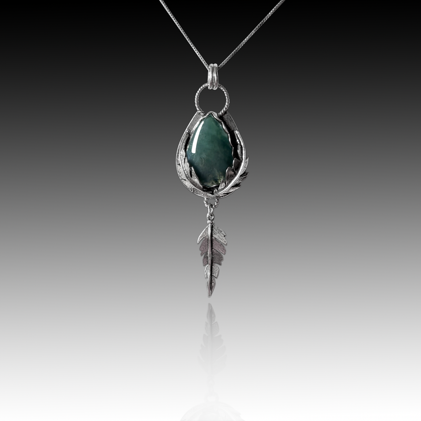 "Marleigh" Moss Agate & Sterling Silver Necklace