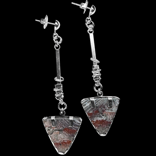 Lace Agate and Sterling Silver Earrings