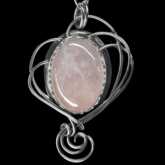 "Barbie" Rose Quartz & Sterling Silver Necklace