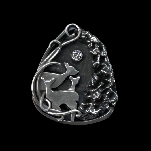 "Hartley" Cubic Zirconia  & Sterling Silver DeerNecklace