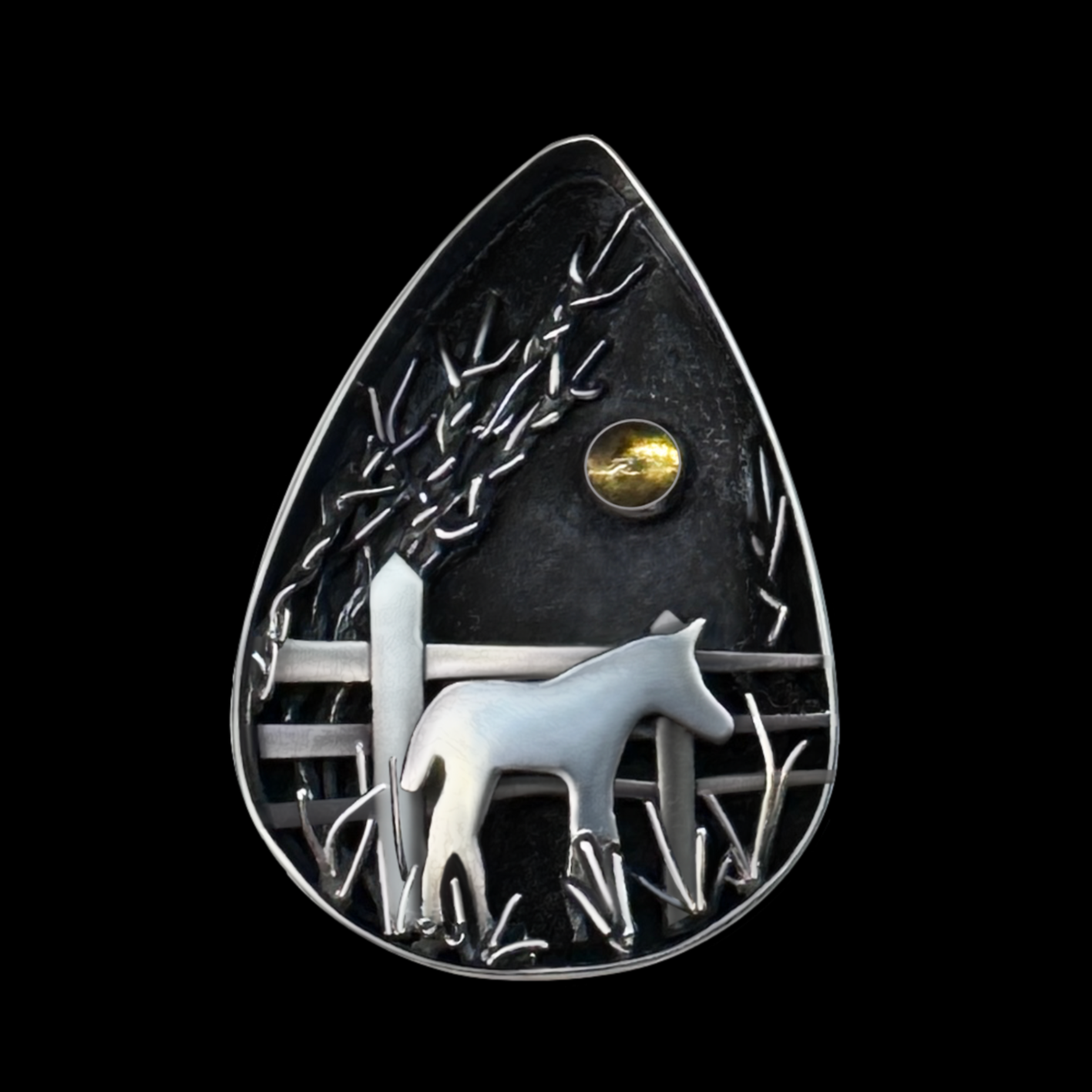 "Pippa" Citrine & Sterling Silver Horse Pony Necklace