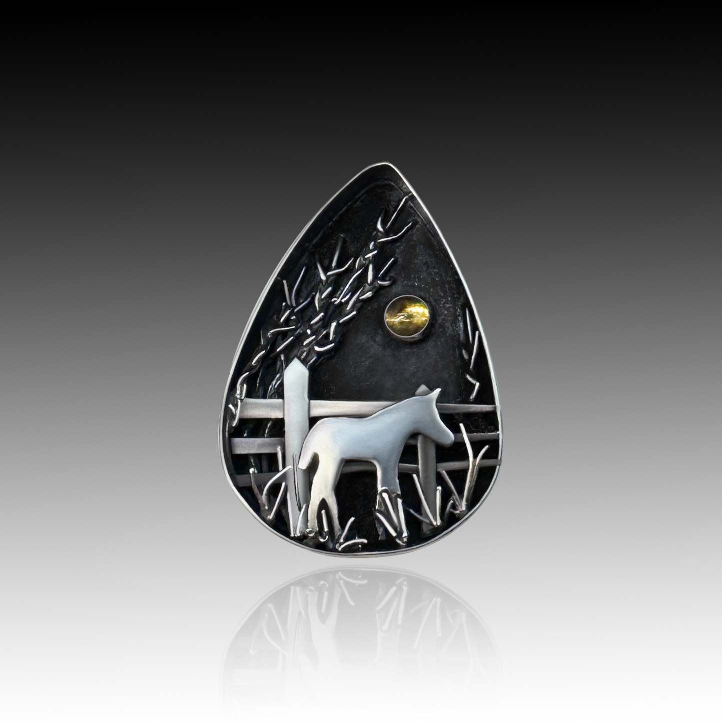 "Pippa" Citrine & Sterling Silver Horse Pony Necklace