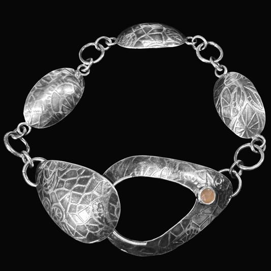 "Cada" Peach Moonstone and Sterling Silver Bracelet