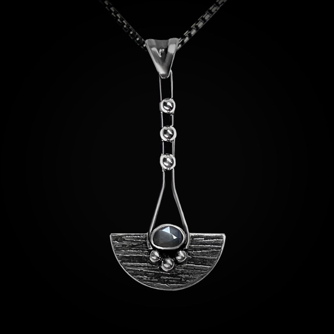 "Lasalle" Handmade Grey Moonstone & Sterling Silver Necklace