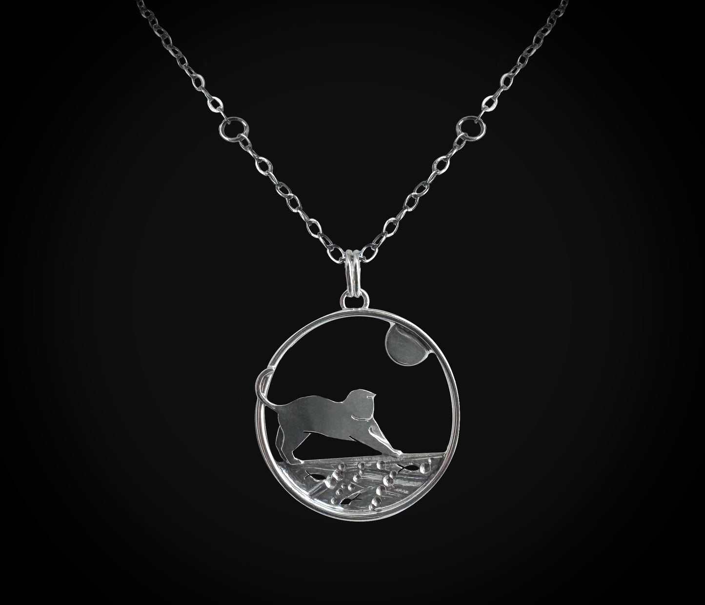 Goldie - Ice-Fishing Cat Sterling Silver Necklace