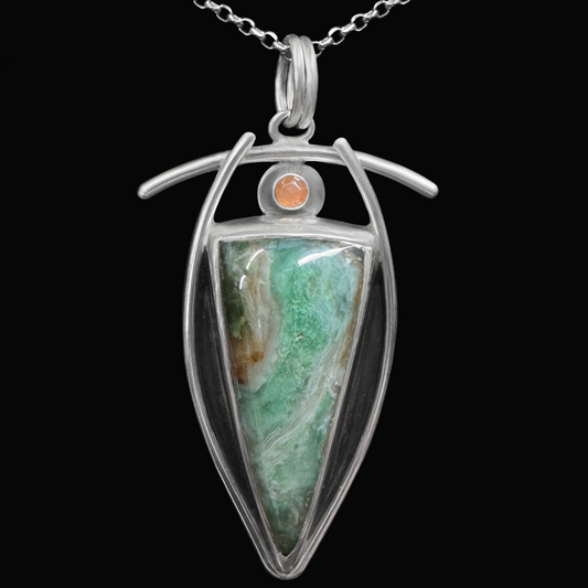 Gemi - Gem Silica and Peach Moonstone & Sterling Silver Necklace