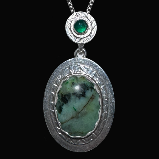 "Giada" Green Rhodonite & Green Chalcedony Sterling Silver Necklace