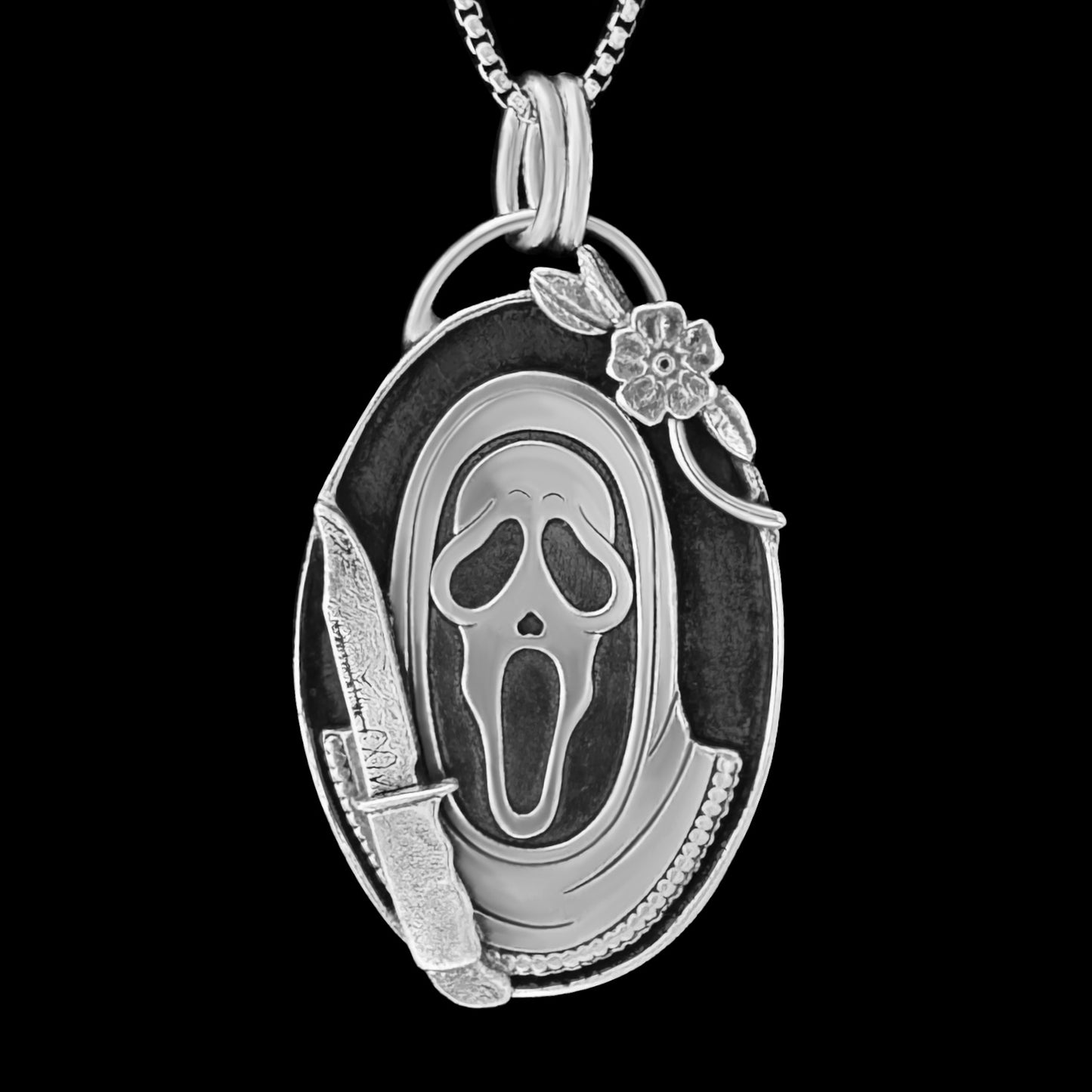 "Woodsboro" Sterling Silver Necklace Inspired by Scream