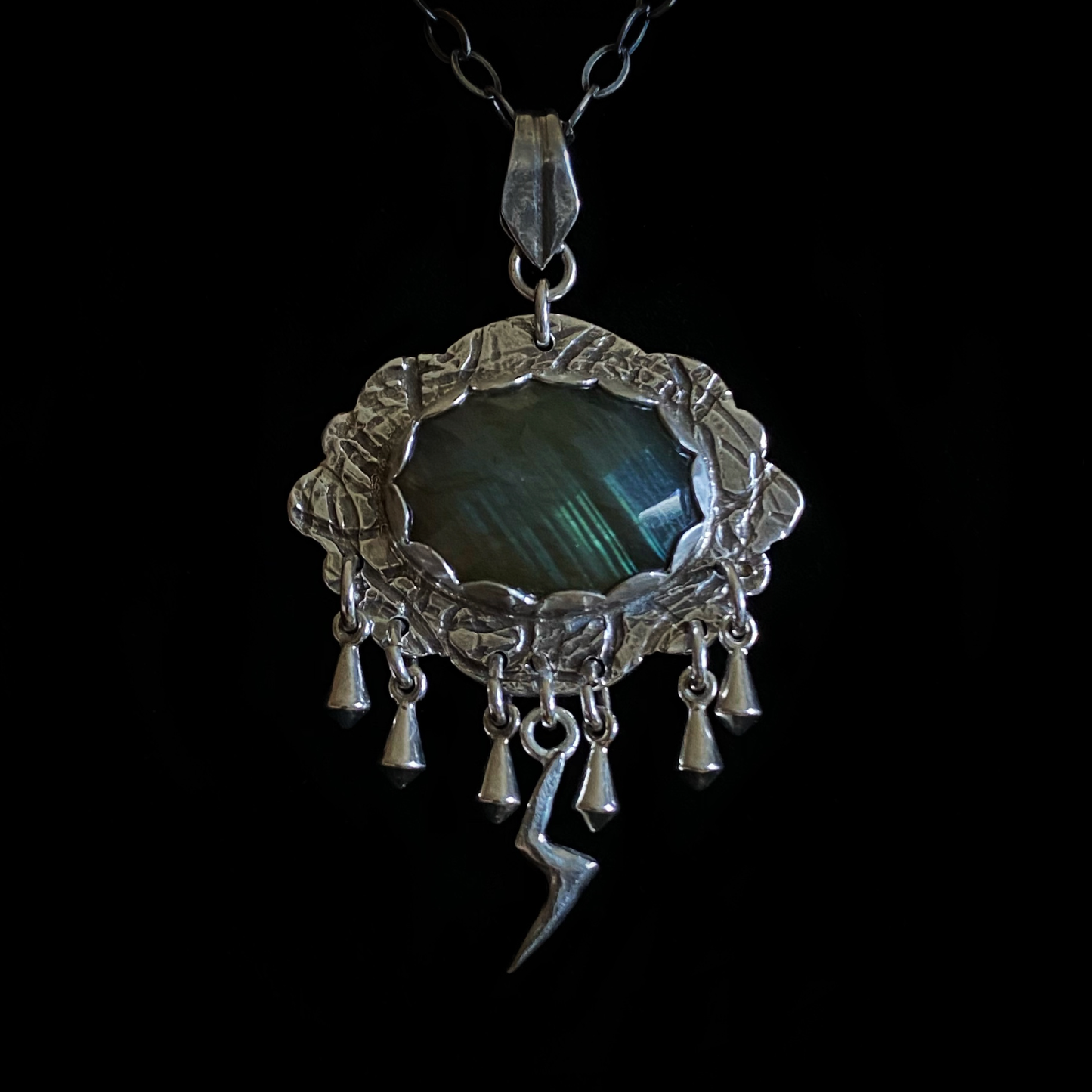 "Rai" Labradorite Storm in Sterling SIlver Necklace