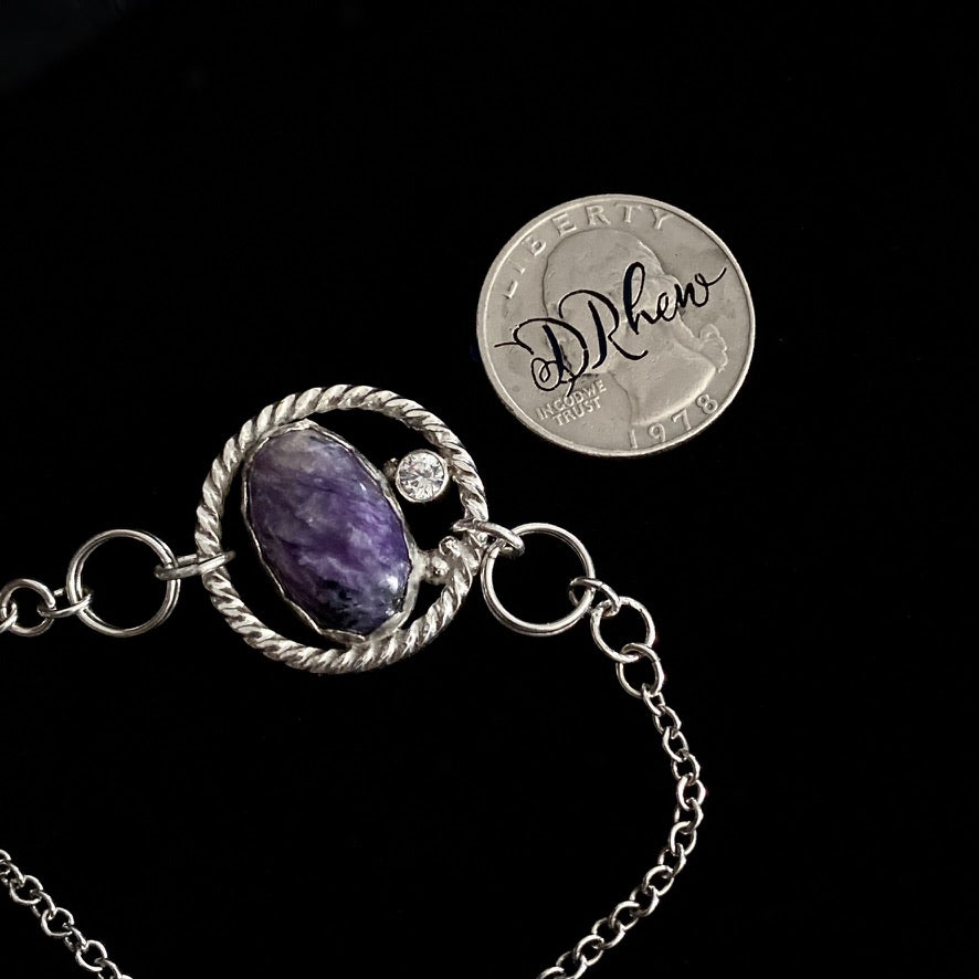 Francis - Charoite and Cubic Zirconia Sterling Silver Bracelet