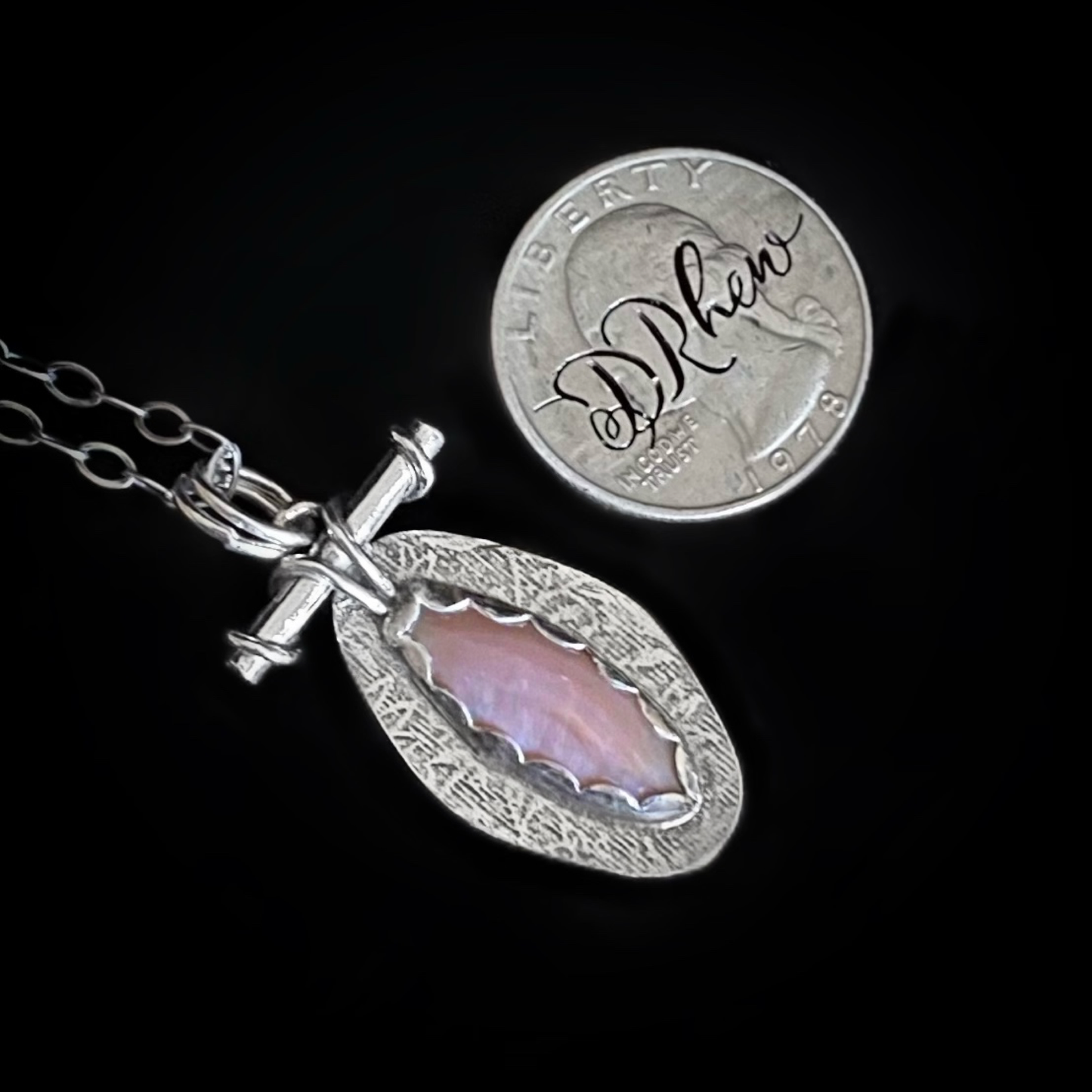 Xandra - Peach Moonstone & Sterling Silver Necklace