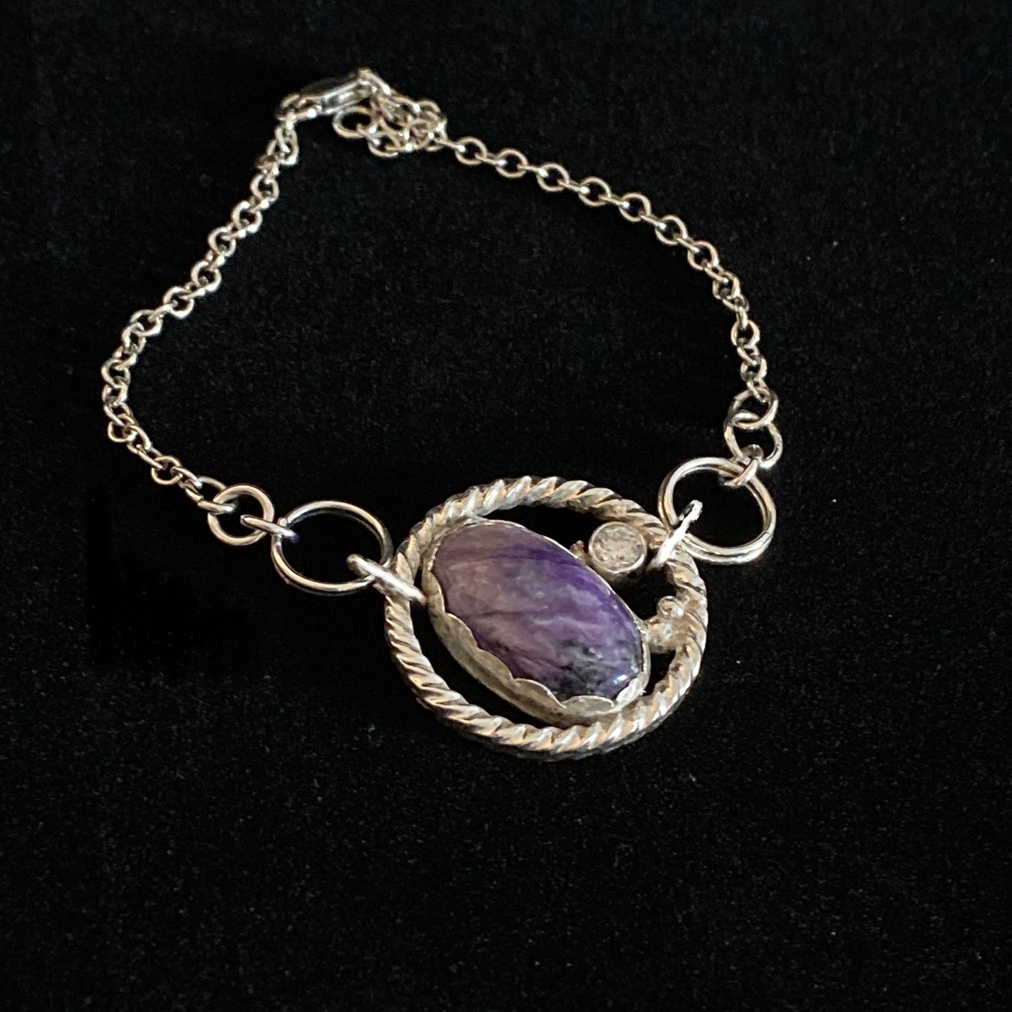 Francis - Charoite and Cubic Zirconia Sterling Silver Bracelet