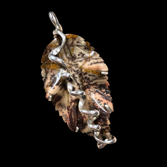 Autumn - Carved Jasper & Sterling Silver Necklace
