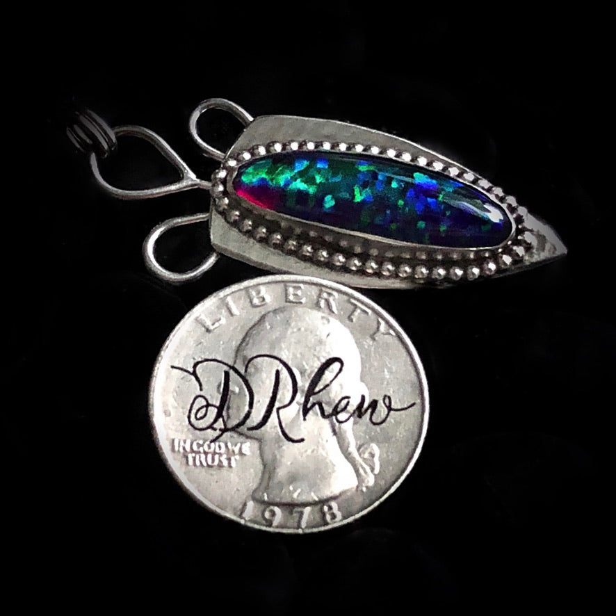 Wildfire - Synthetic Opal and Sterling Silver Necklace