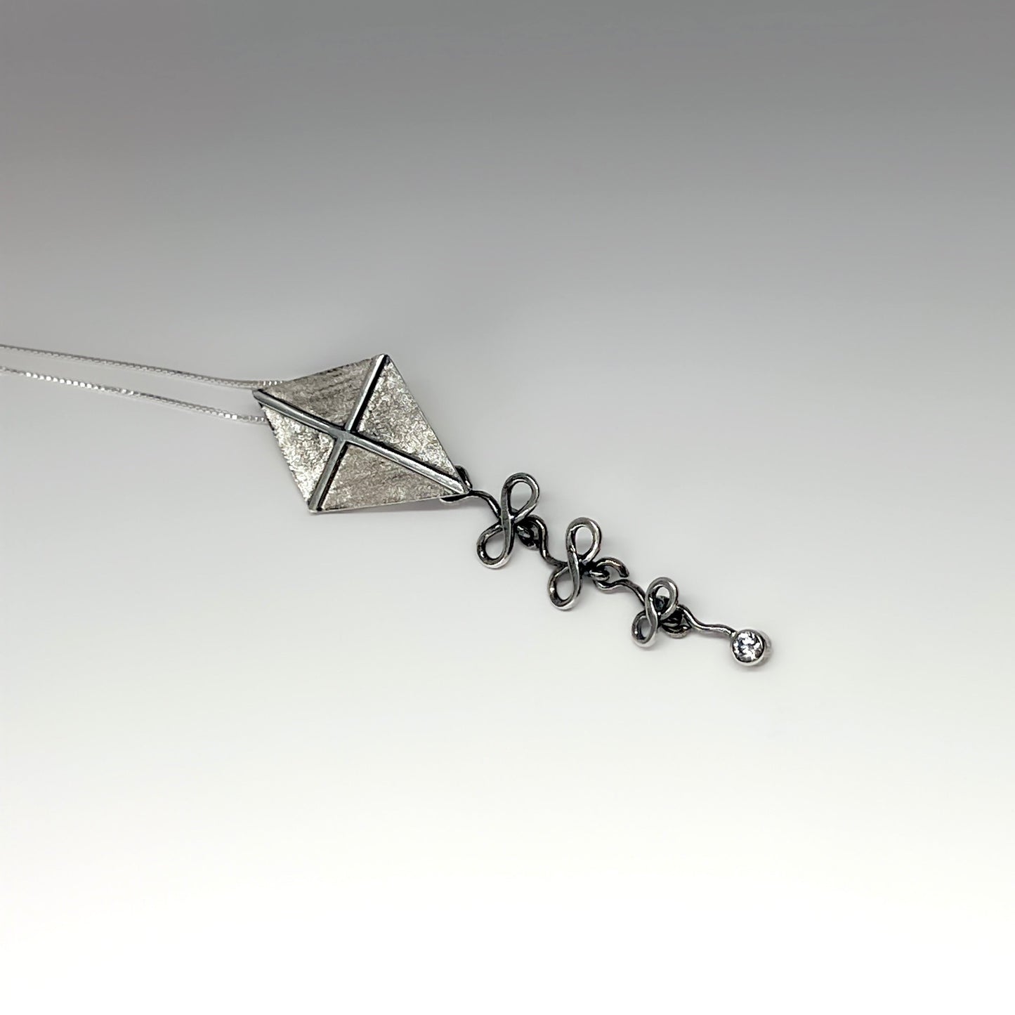 Kite Cubic Zirconia and Sterling Silver Necklace