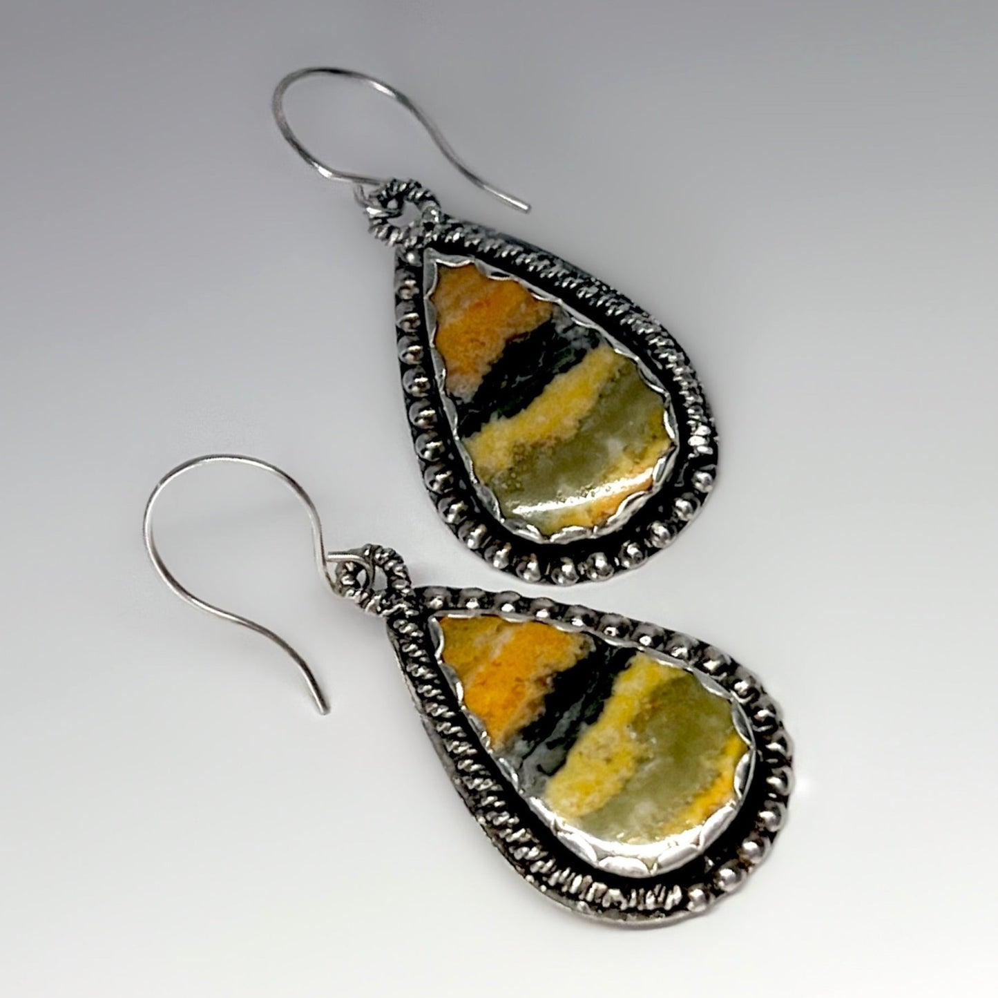 Bumblebee Jasper and Sterling Silver Earrings