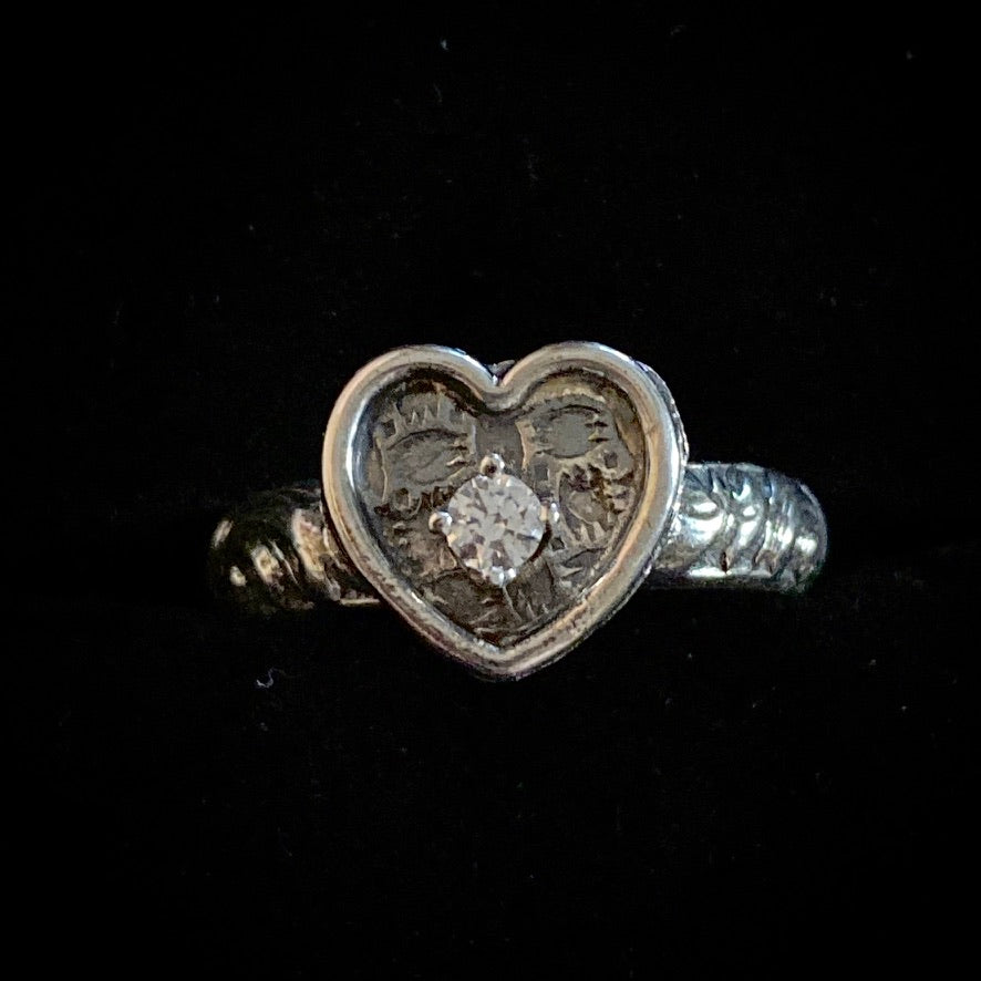 Heavy - Cubic Zirconia & Sterling Silver Heart Ring