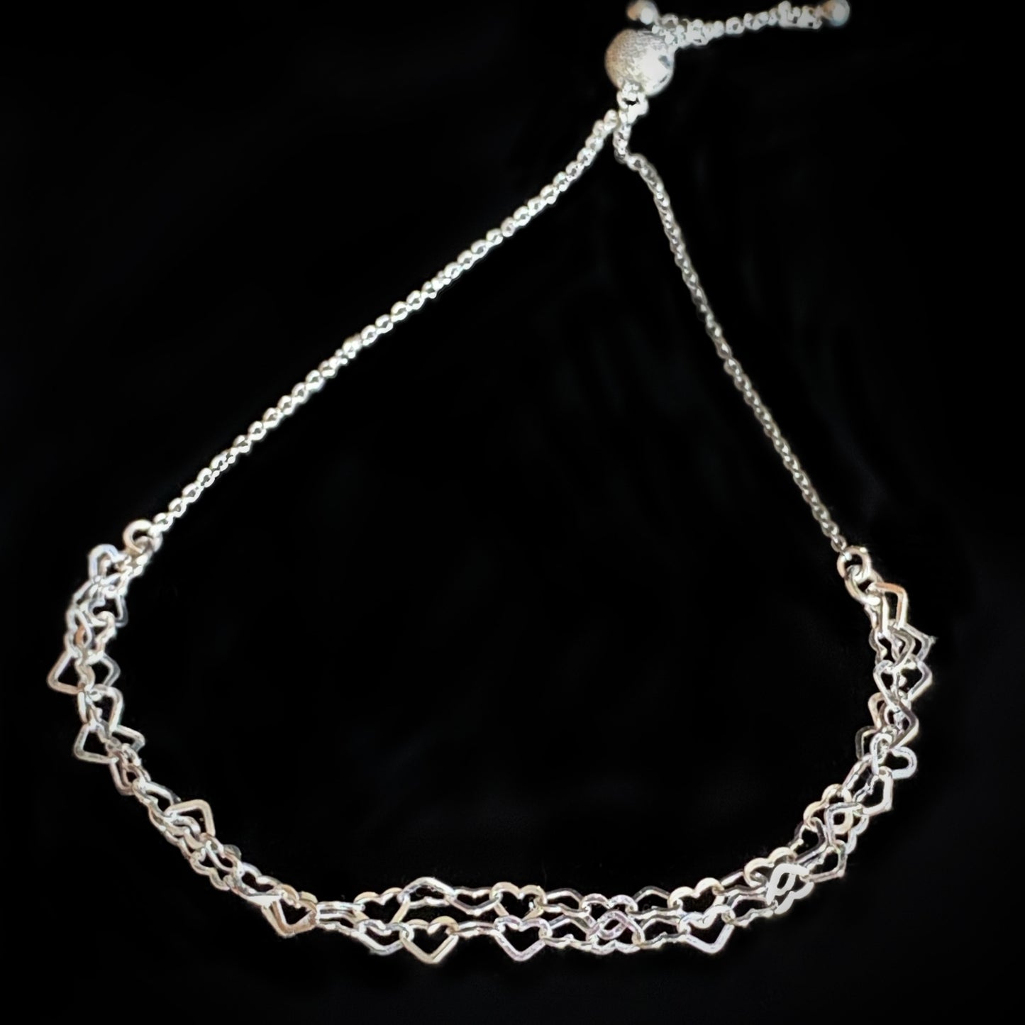 "Nara" Heart Sterling Silver Adjustable Chain Bracelet