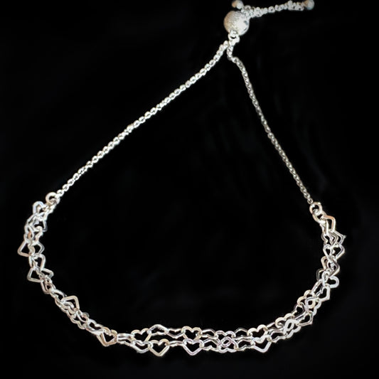 "Nara" Heart Sterling Silver Adjustable Chain Bracelet