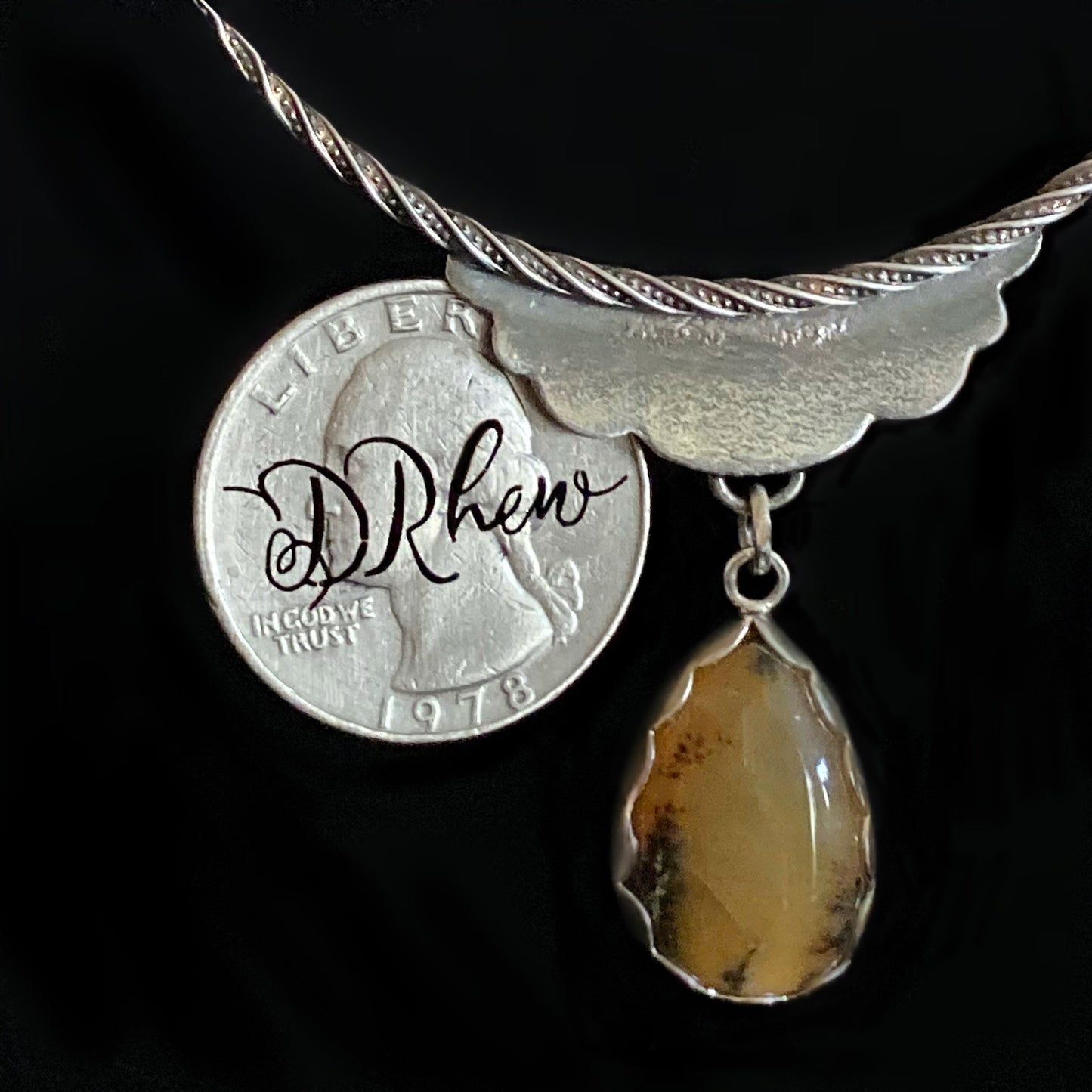 Elsa - Moss Agate and Sterling Silver Necklace