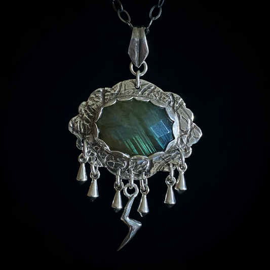 "Rai" Labradorite Storm in Sterling SIlver Necklace