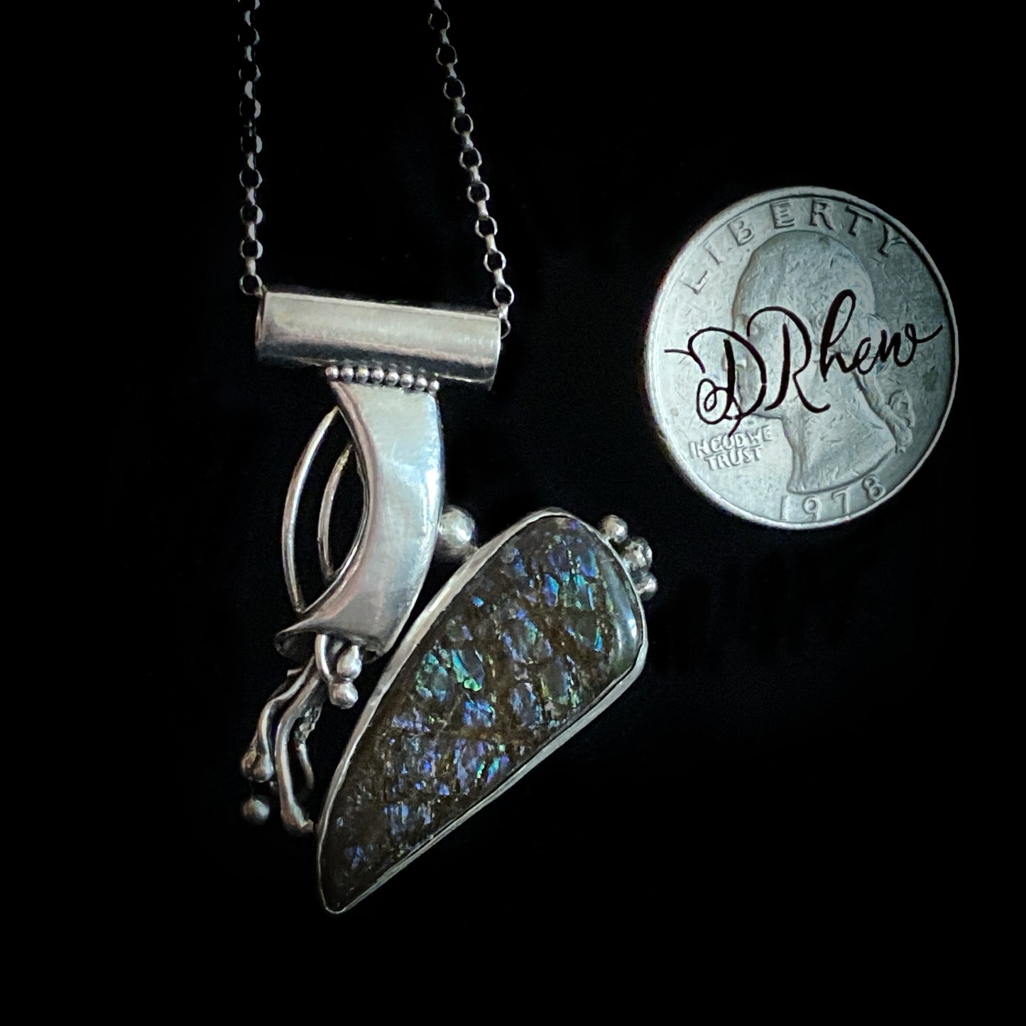 Quest - Ammolite & Sterling Silver Necklace