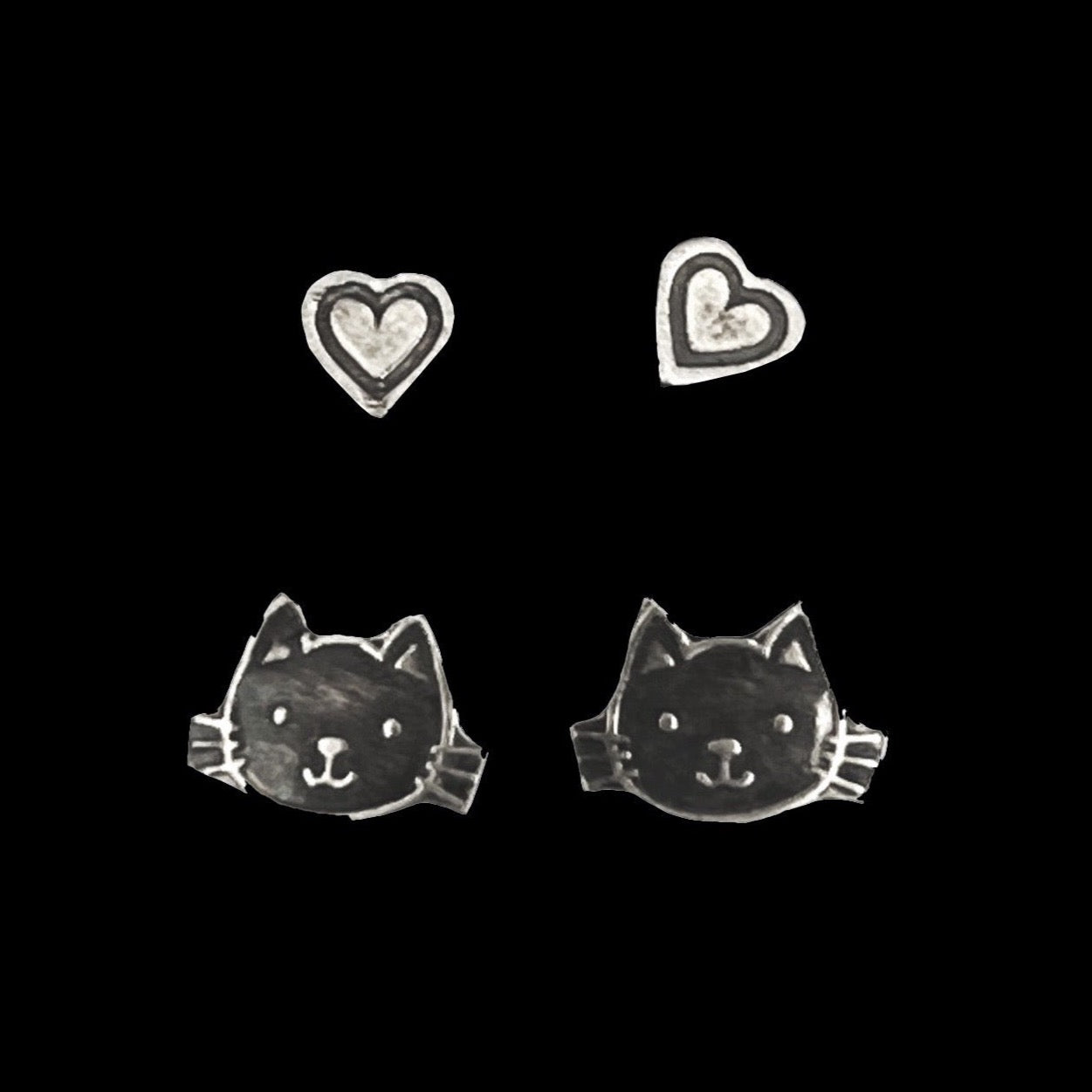 Double Sterling Silver Stud Earrings