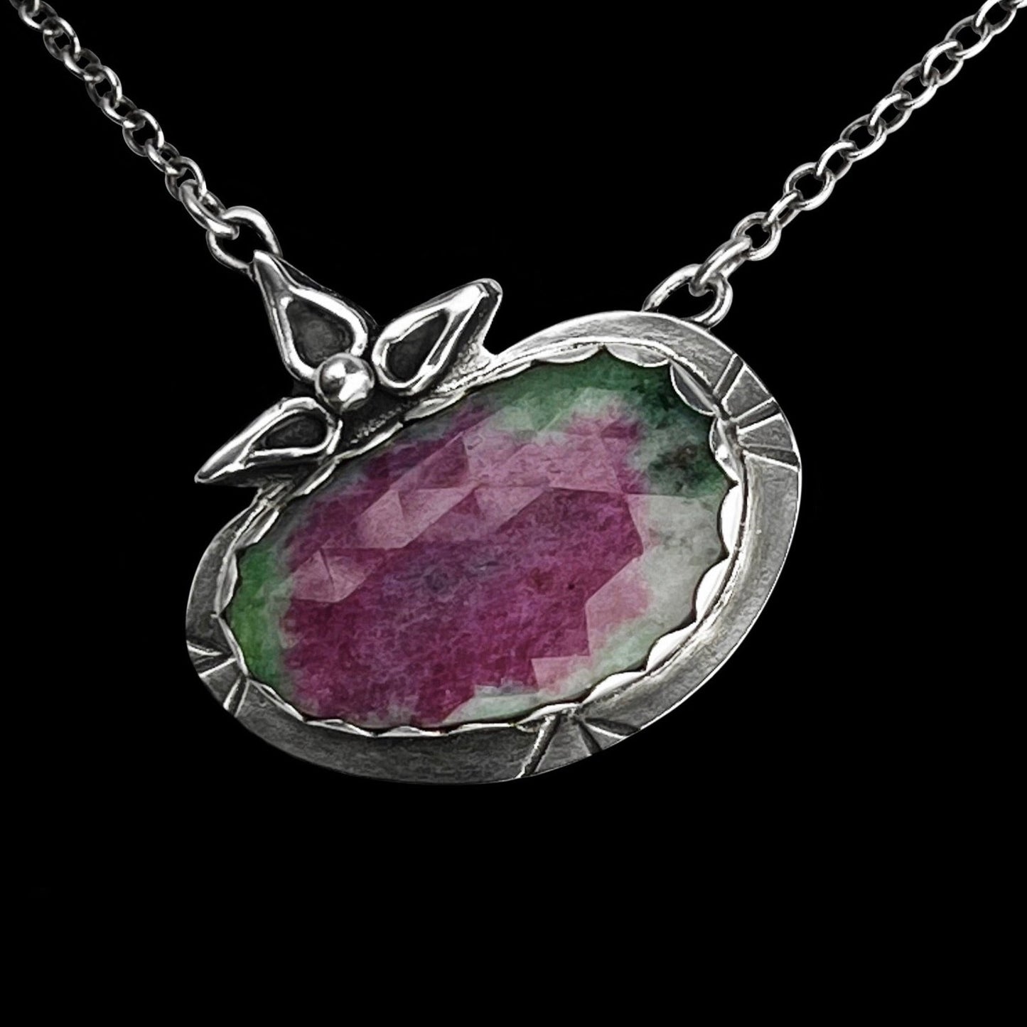 "Gem" Ruby in Zoisite & Sterling Silver Necklace