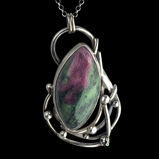 Naiya - Ruby in Zoisite & Sterling Silver Necklace