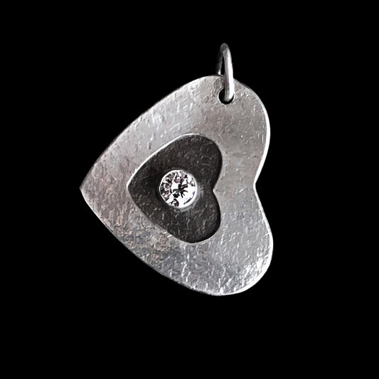 "Ardor" Cubic Zirconia & Sterling Silver Heart Necklace