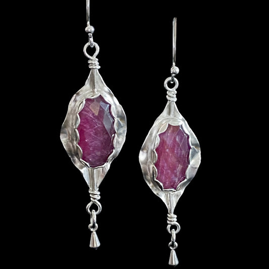 Genevieve - Ruby & Sterling Silver Earrings