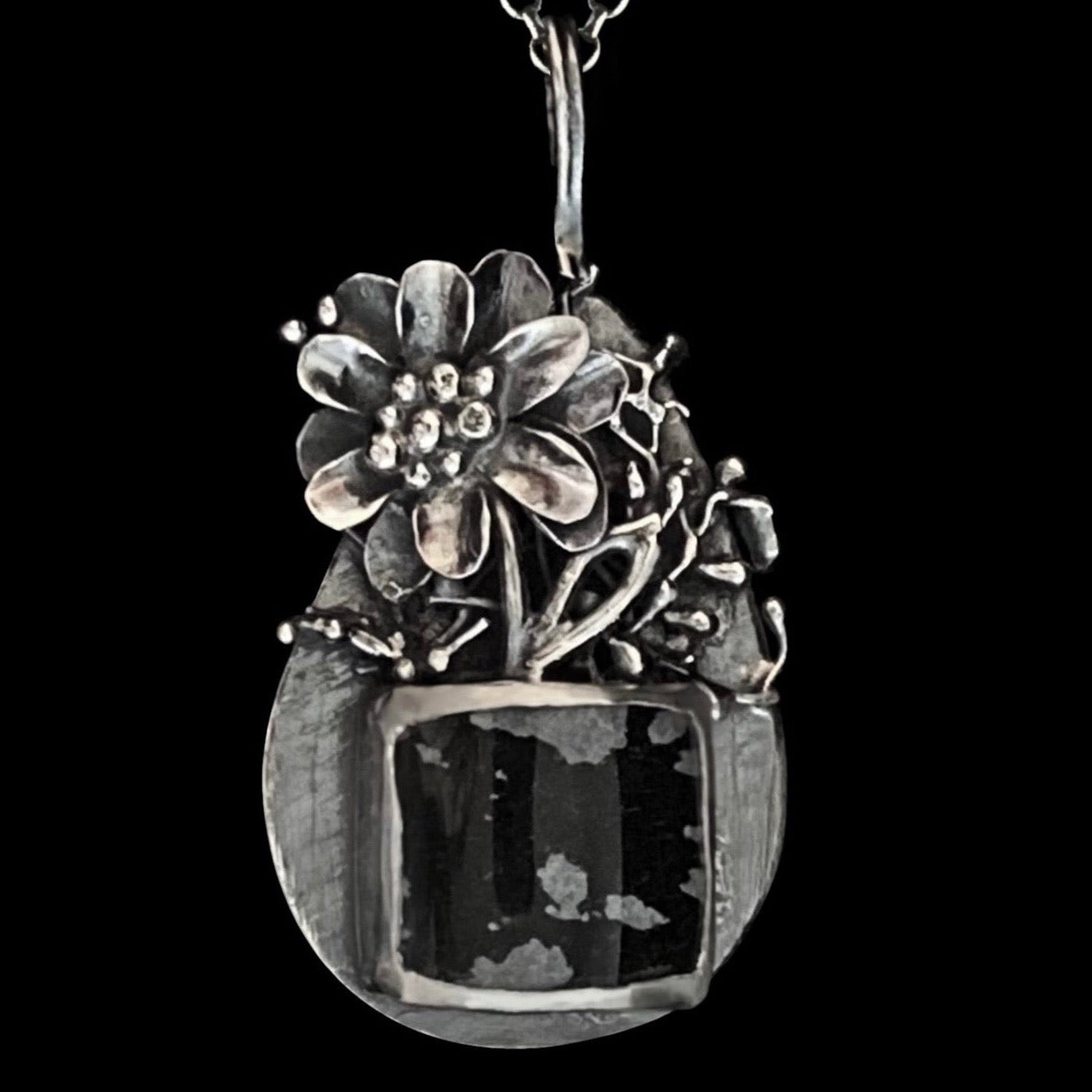 "Paige" Snowflake Jasper & Sterling Silver Necklace
