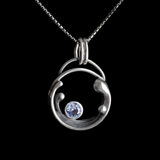 Synthetic Aquamarine & Sterling Silver Necklace