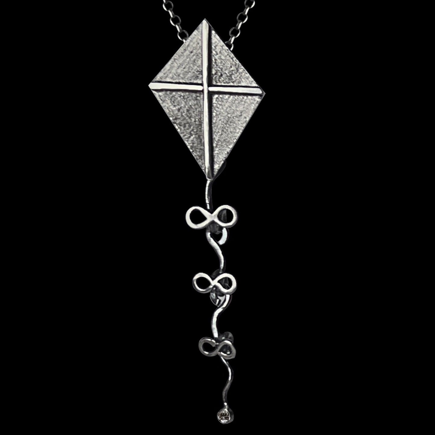 Kite Cubic Zirconia and Sterling Silver Necklace