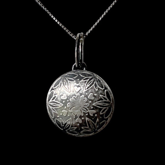 Mandala Embossed Sterling Silver Necklace