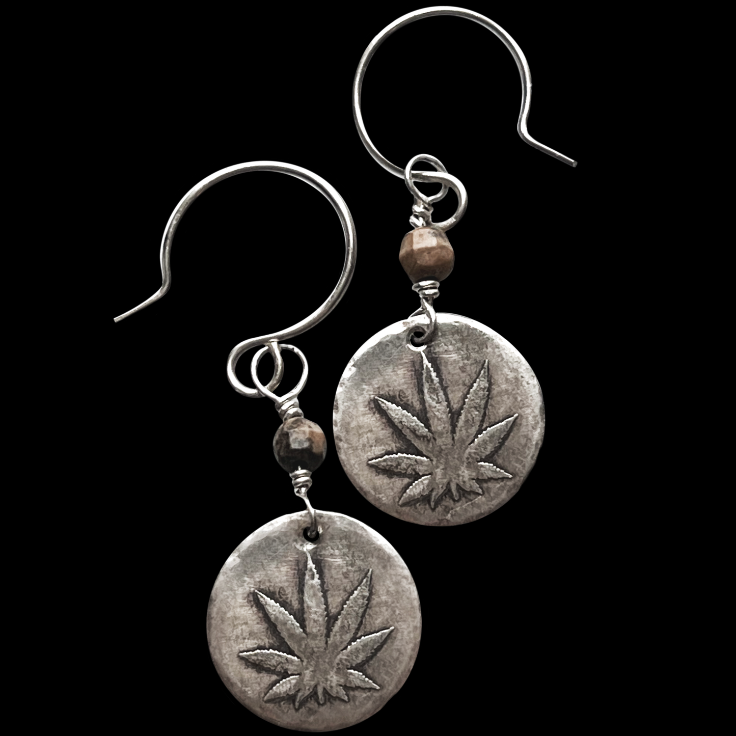 Marijuana Leaf Sterling Silver Earrings