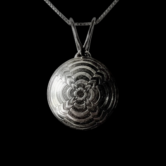 Mandala Embossed Sterling Silver Necklace