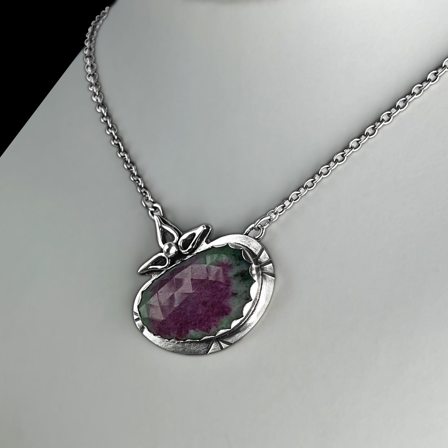 "Gem" Ruby in Zoisite & Sterling Silver Necklace