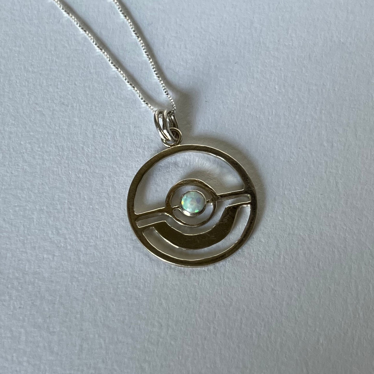 Lab Opal Pocket Monster Ball Sterling Silver Necklace