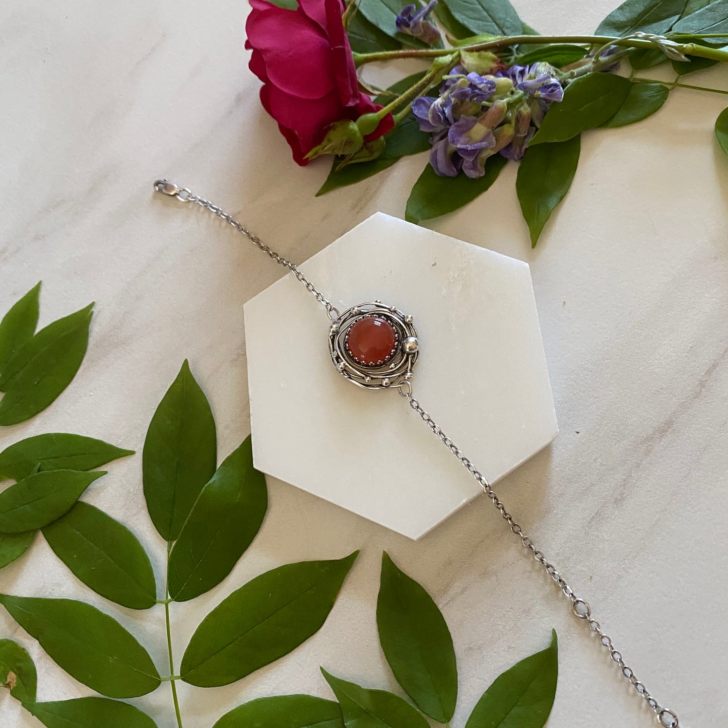 "Xu" Carnelian & Sterling Silver Bracelet